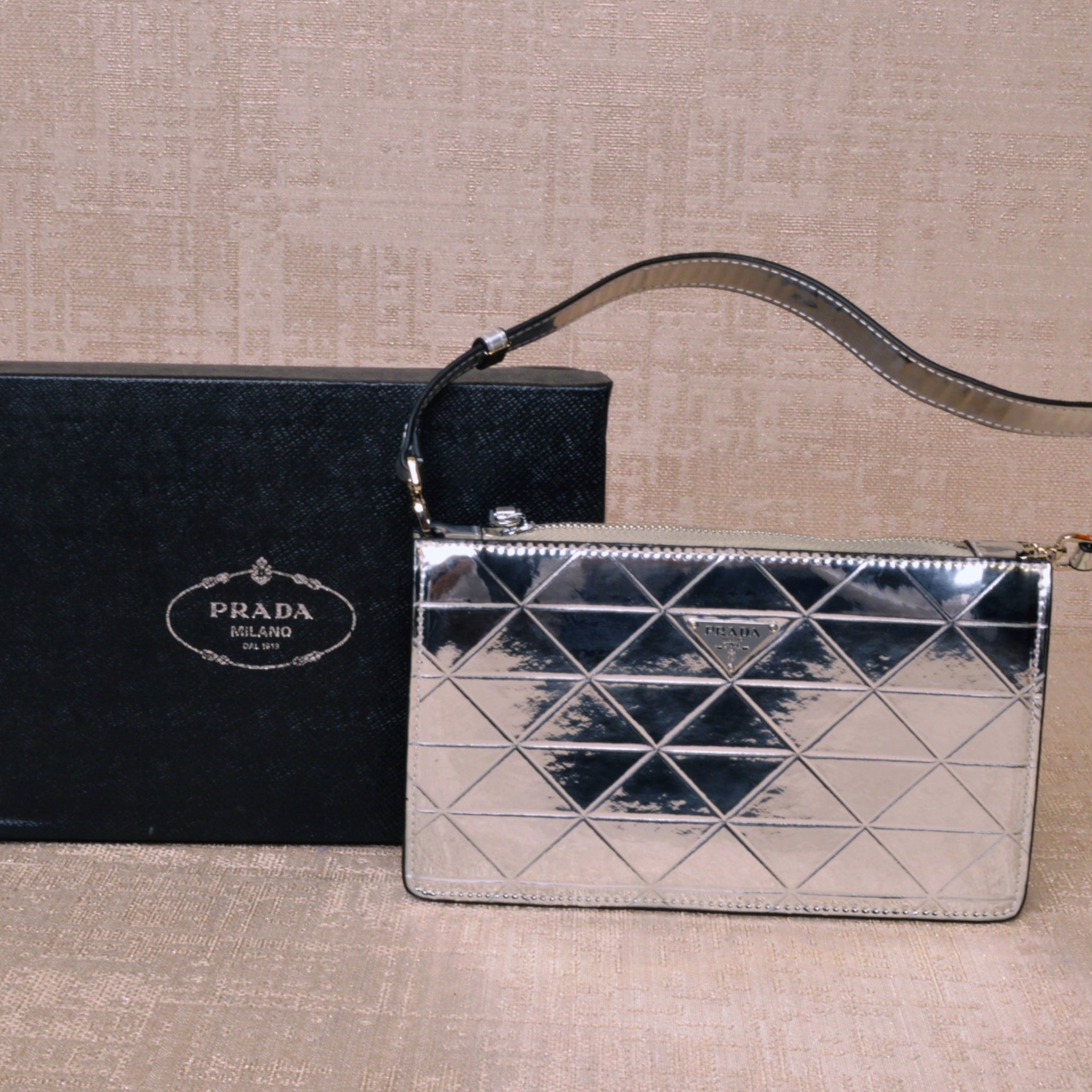 Prada metallic outlet bag